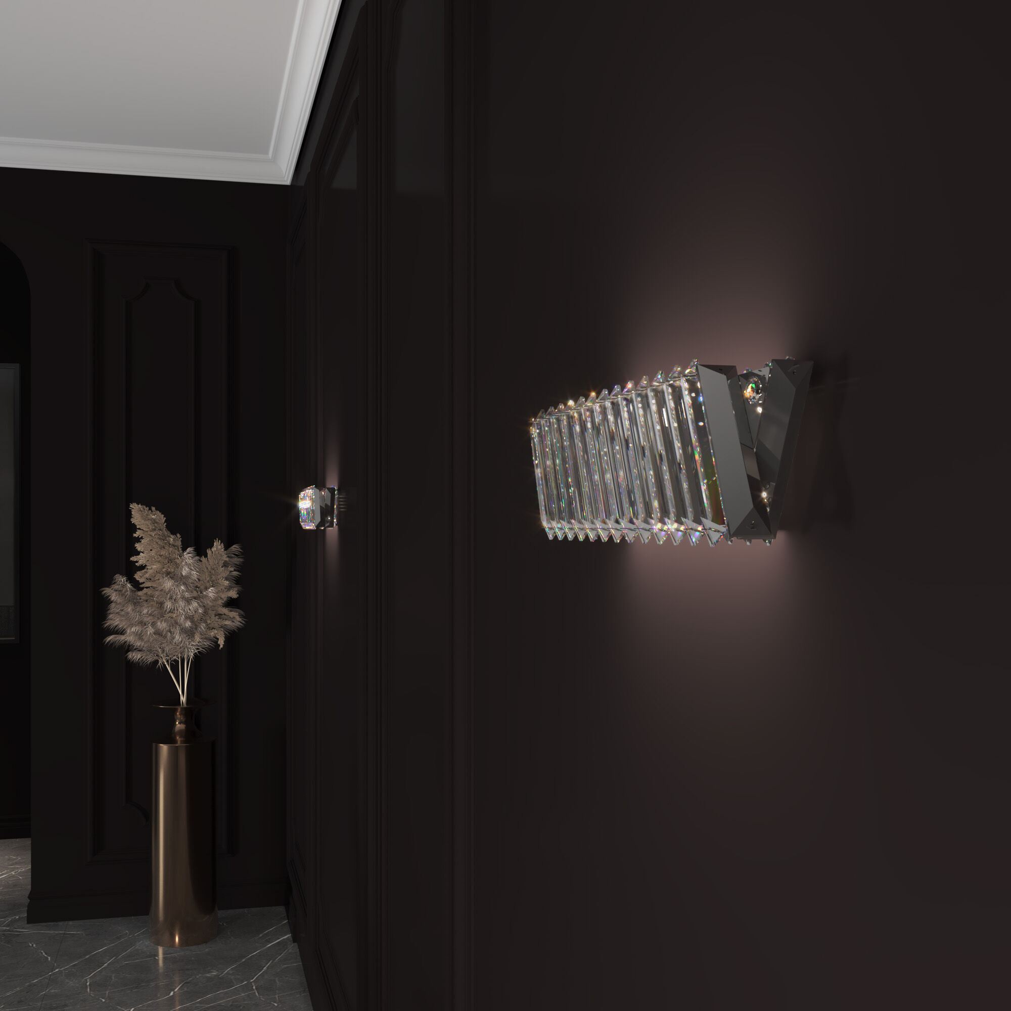 фото настенный светильник с хрусталем strotskis eurosvet solis 101005 led никель  | 220svet.ru