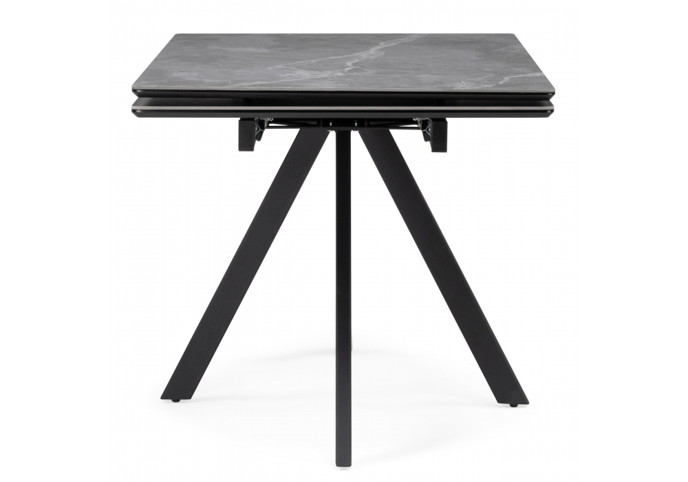 фото керамический стол раскладной 140(200)х80 woodville вилли серый мрамор / черный 612898 | 220svet.ru