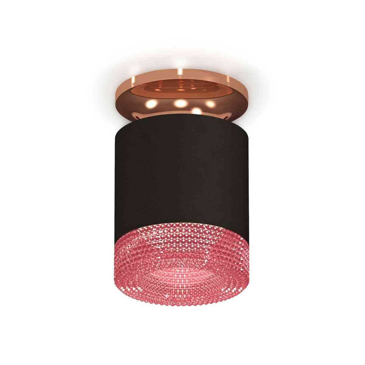 фото комплект накладного светильника ambrella light techno spot xs7402123 sbk/ppg черный песок/золото розовое полированное (n7930, c7402, n7193) | 220svet.ru