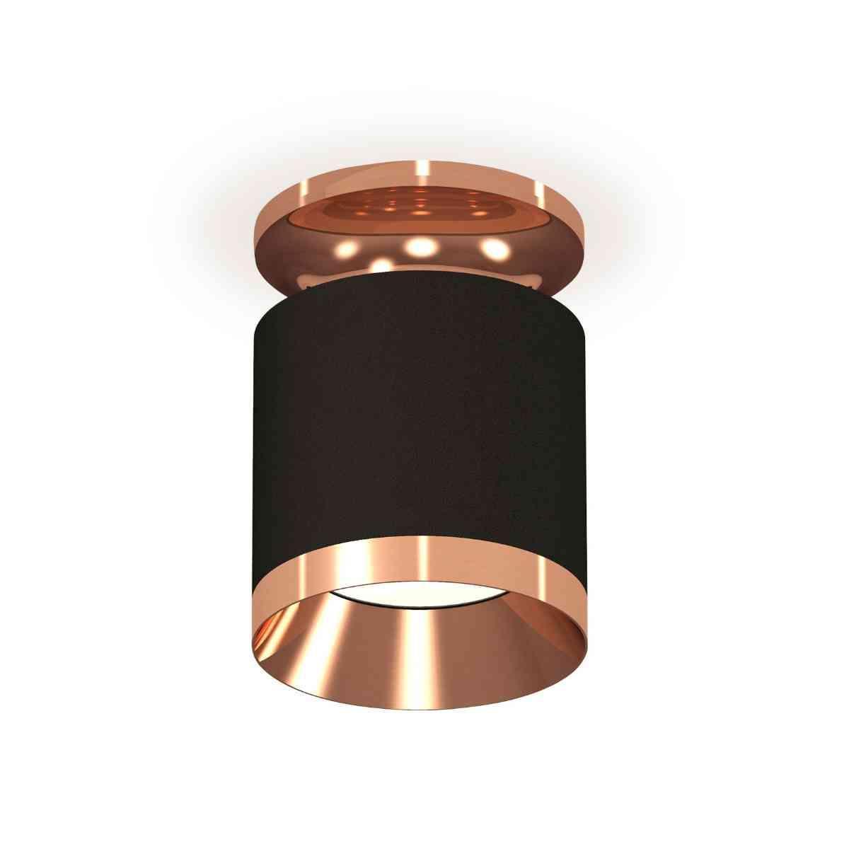 фото комплект накладного светильника ambrella light techno spot xs7402121 sbk/ppg черный песок/золото розовое полированное (n7930, c7402, n7035) | 220svet.ru