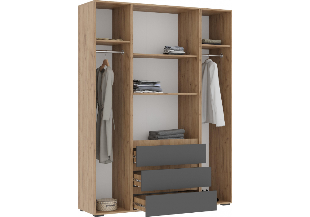 фото шкаф woodville элла серый графит / дуб крафт золото 586717 | 220svet.ru