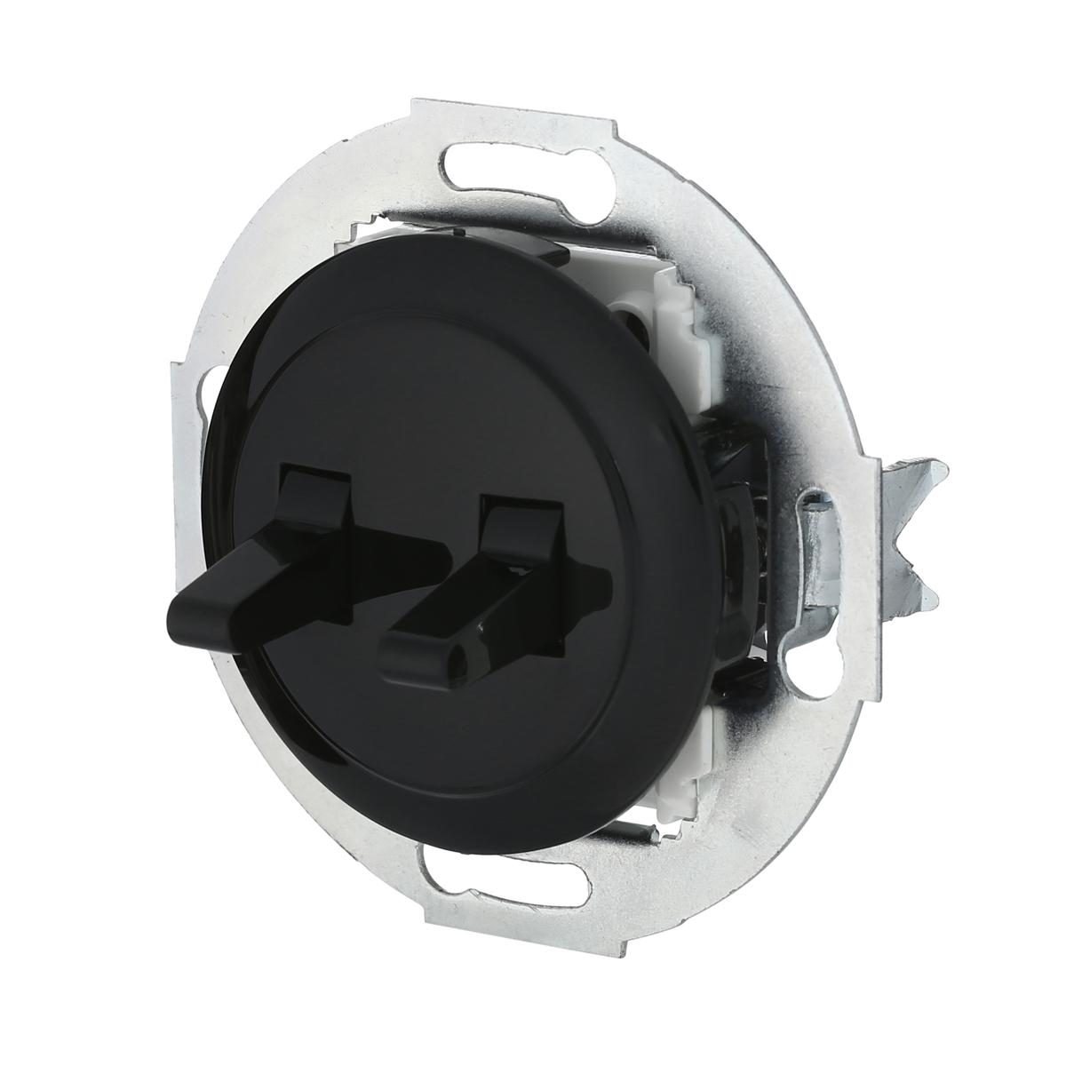 фото переключатель lk studio 2-рычажковый, c двух мест (схема 5) 16 a, 250 b (черный) vintage 882408-1 | 220svet.ru