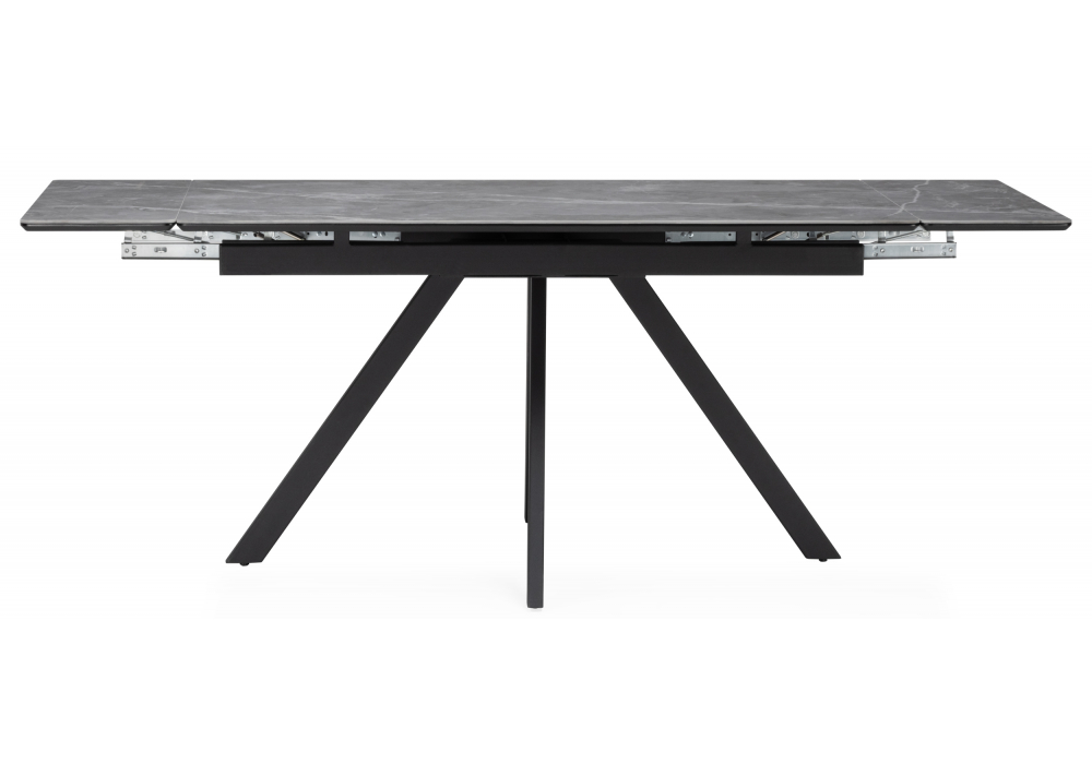 фото керамический стол раскладной 140(200)х80 woodville вилли серый мрамор / черный 612898 | 220svet.ru