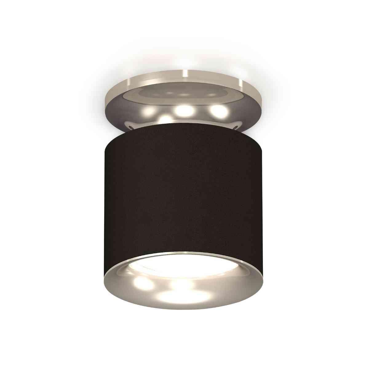 фото комплект накладного светильника ambrella light techno spot xs7402083 sbk/psl черный песок/серебро полированное (n7927, c7402, n7012) | 220svet.ru