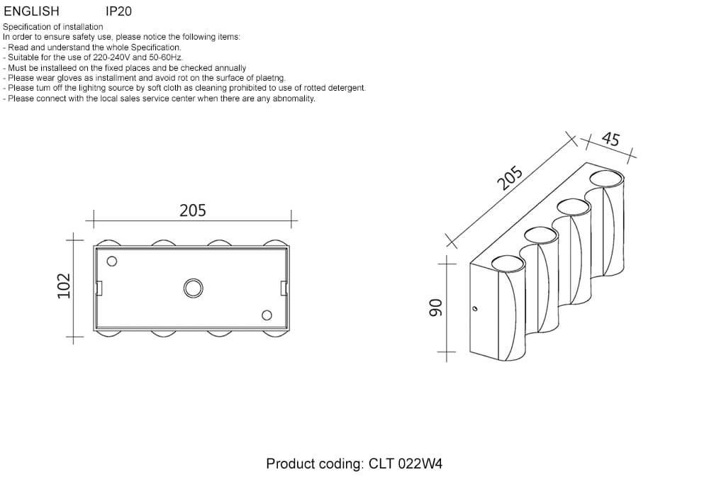 фото настенный светодиодный светильник crystal lux clt clt 022w4 wh-go 4000k | 220svet.ru