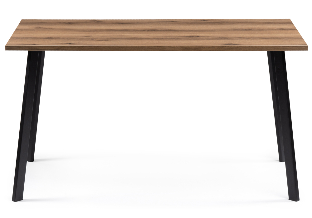 фото стол деревянный woodville тринити лофт 140 25 мм дуб делано темный / матовый черный 489641 | 220svet.ru