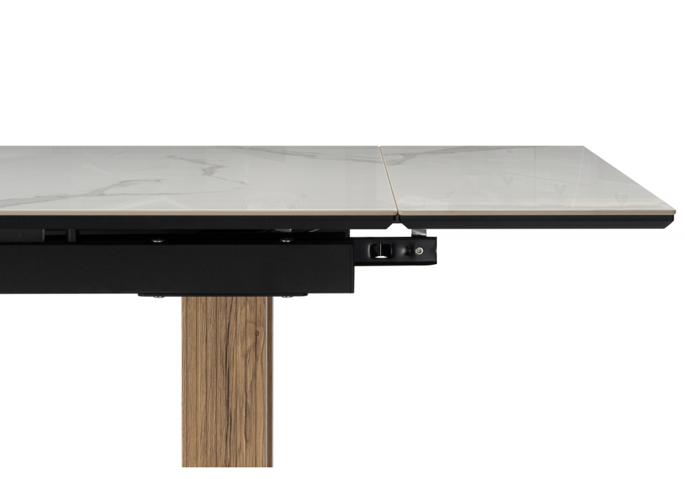 фото керамический стол раскладной woodville отто черный кварц дуб монтана 621198 | 220svet.ru