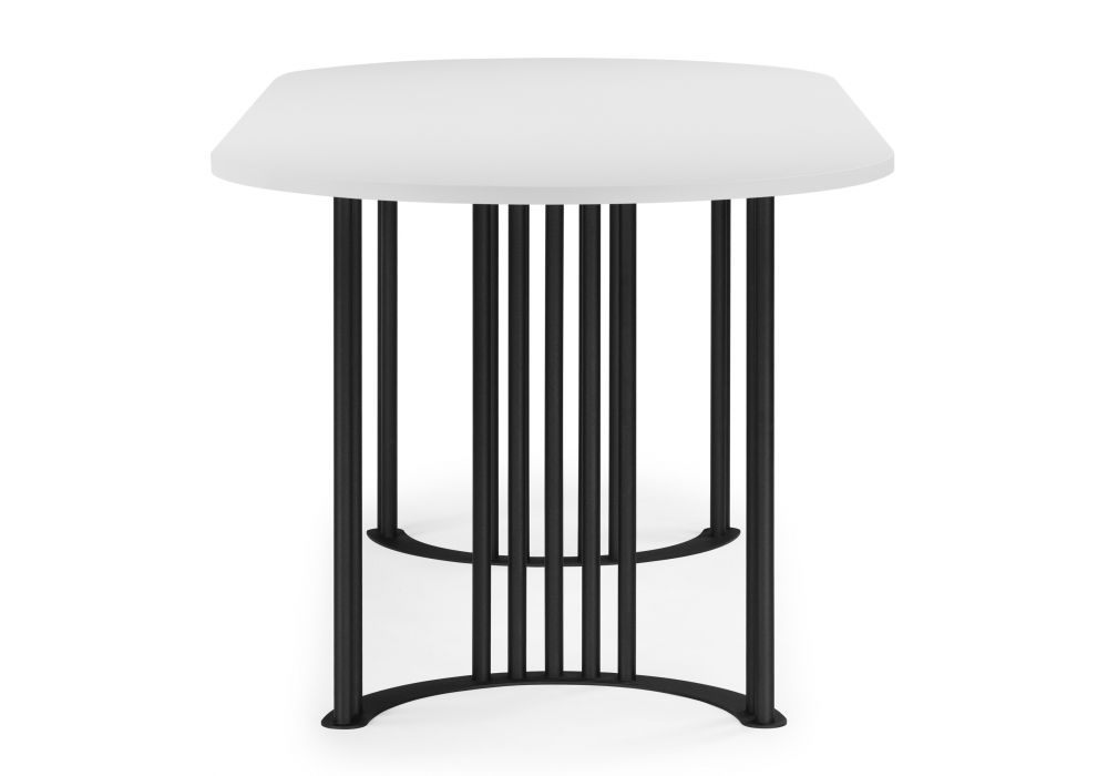 фото стол деревянный woodville хьюго белая шагрень пленка / черные ноги 620374 | 220svet.ru