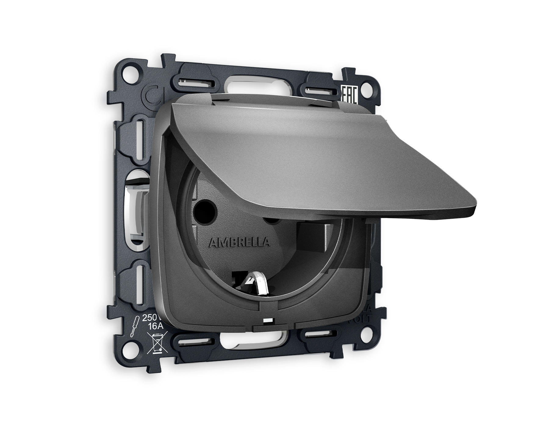 фото розетка с крышкой ip44 ambrella volt quant omega mo658010 | 220svet.ru