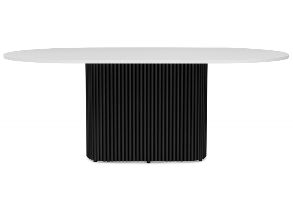 фото стол деревянный woodville барон белая пленка шагрень / черные ноги 620210 | 220svet.ru