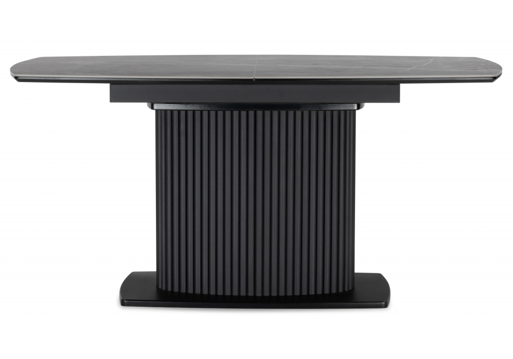 фото керамический стол раскладной woodville фестер 140(180)х80 larka grey / черный 625973 | 220svet.ru