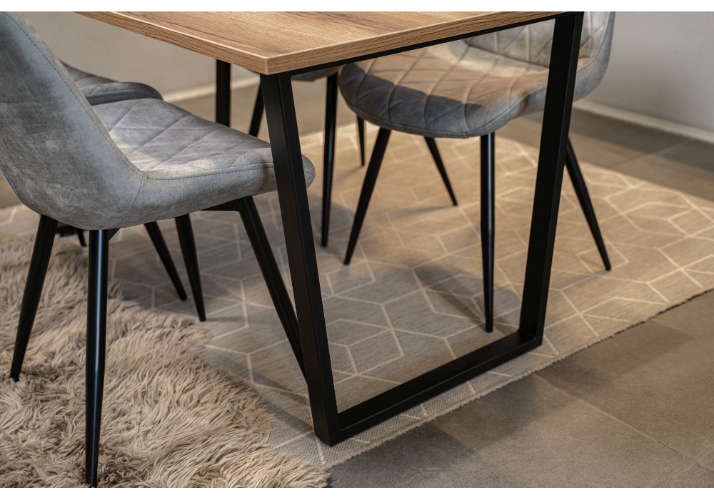 фото стол деревянный woodville лота лофт 120 25 мм дуб делано темный / матовый черный 489637 | 220svet.ru