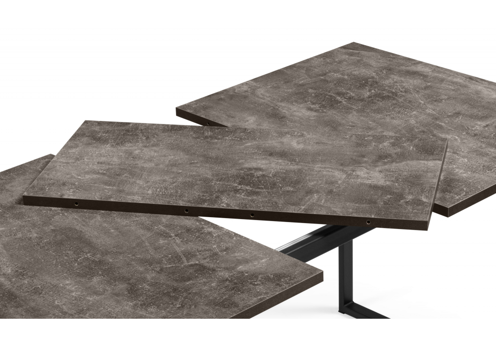 фото стол раскладной woodville лиман 117(157)x77 бетон темный / черный матовый 619213 | 220svet.ru