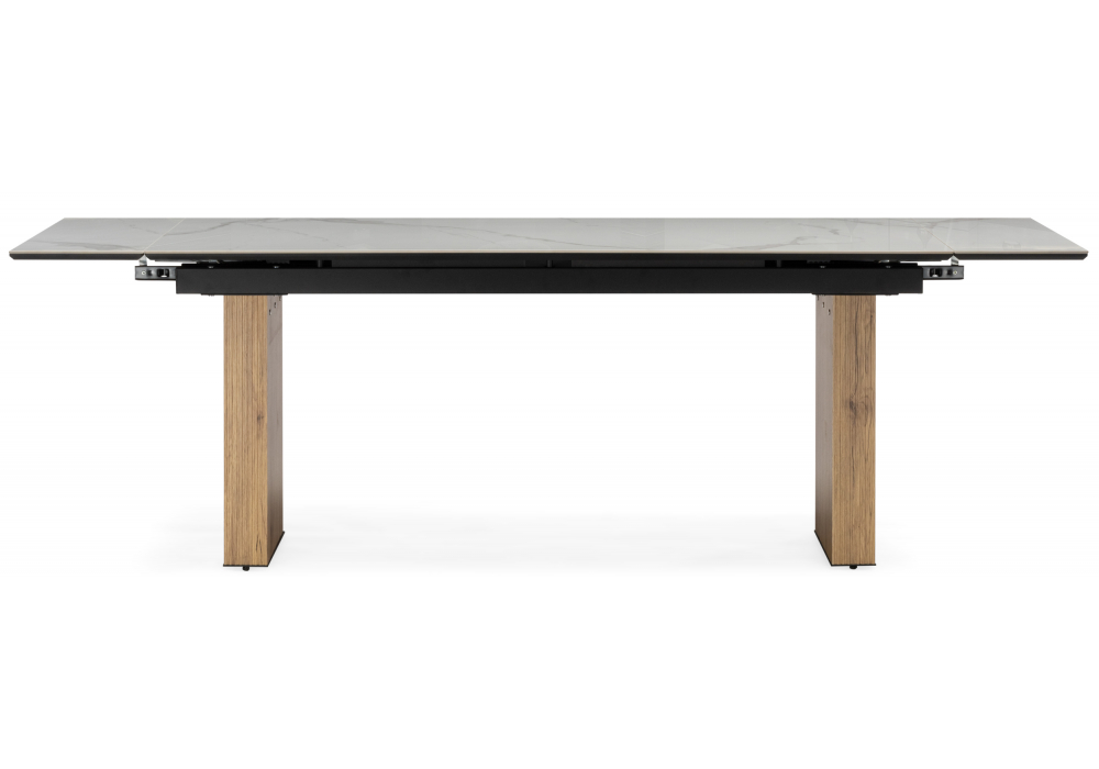 фото керамический стол раскладной woodville отто черный кварц дуб монтана 621198 | 220svet.ru