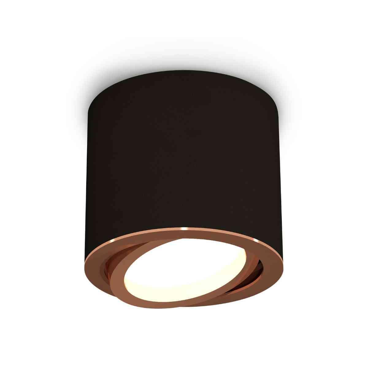 фото комплект накладного светильника ambrella light techno spot xs7402004 sbk/ppg черный песок/золото розовое полированное (c7402, n7005) | 220svet.ru