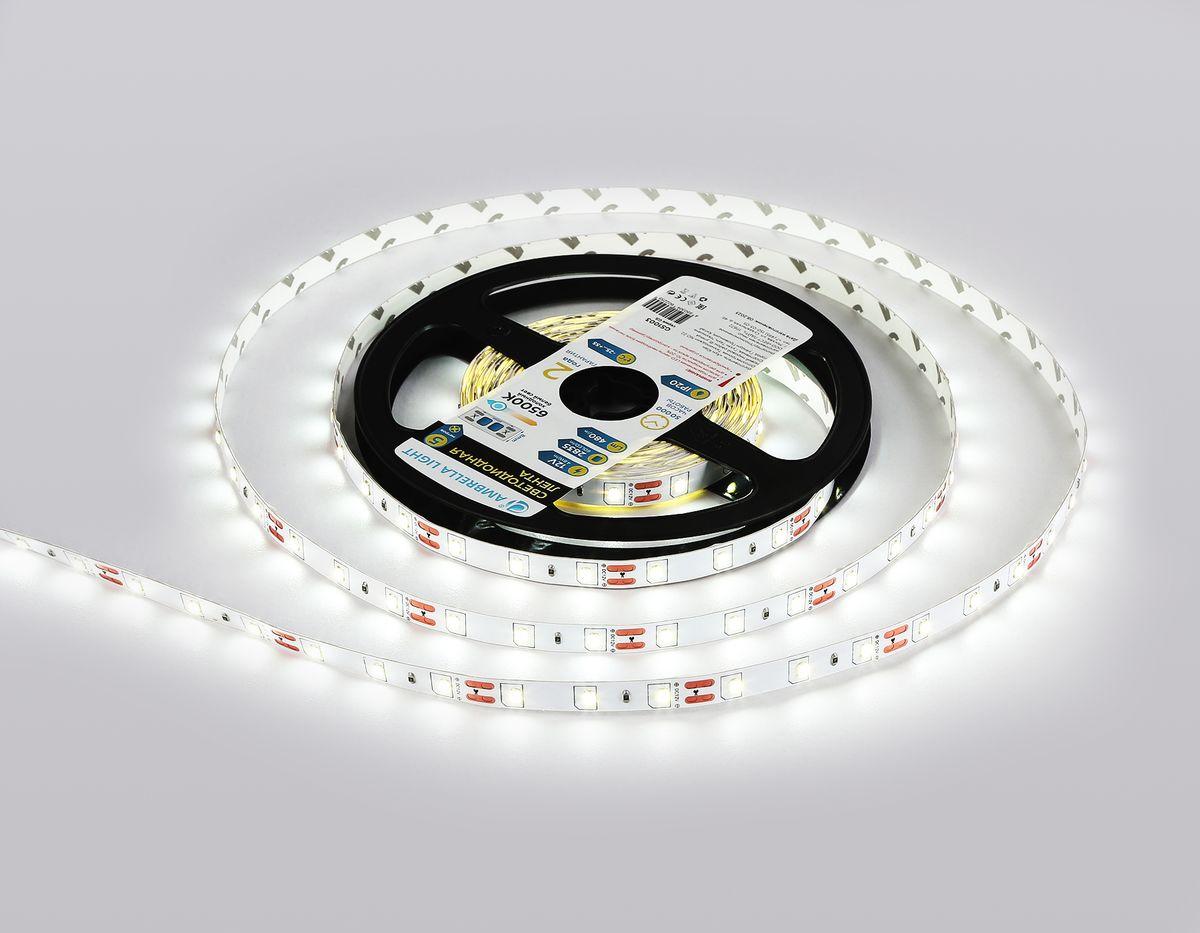 фото светодиодная лента холодный белый ambrella light 4,8w/m 60led/m 2835smd 6500к 5m gs1003 | 220svet.ru
