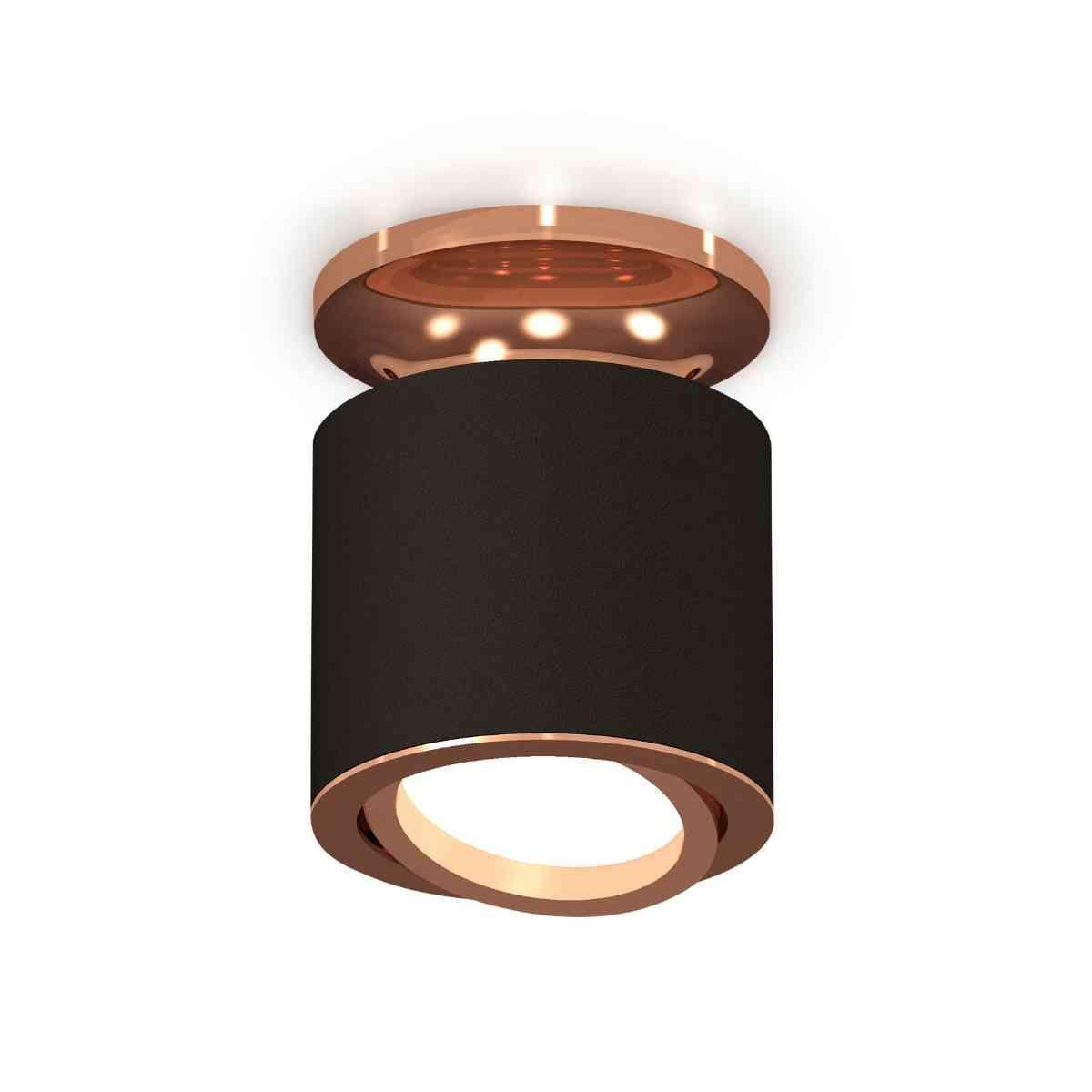 фото комплект накладного светильника ambrella light techno spot xs7402120 sbk/ppg черный песок/золото розовое полированное (n7930, c7402, n7005) | 220svet.ru