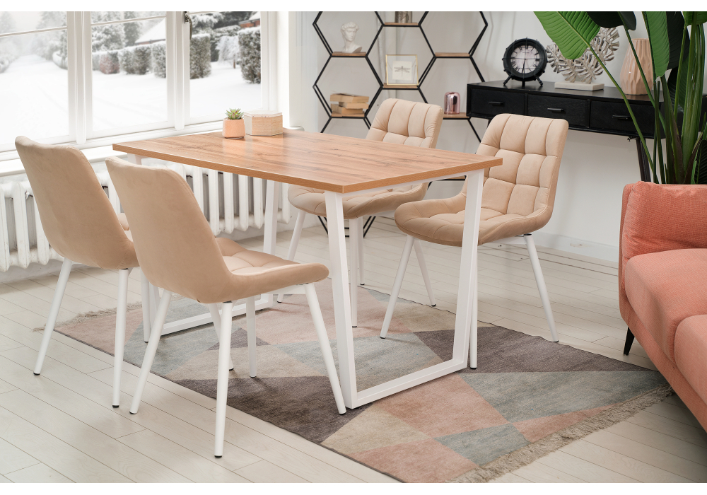 фото стол деревянный woodville лота лофт 140 25 мм дуб вотан / белый матовый 489651 | 220svet.ru