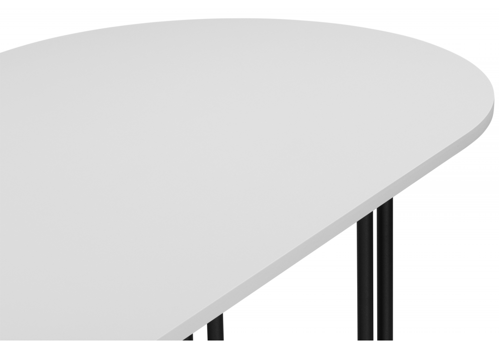 фото стол деревянный woodville хьюго белая шагрень пленка / черные ноги 620374 | 220svet.ru