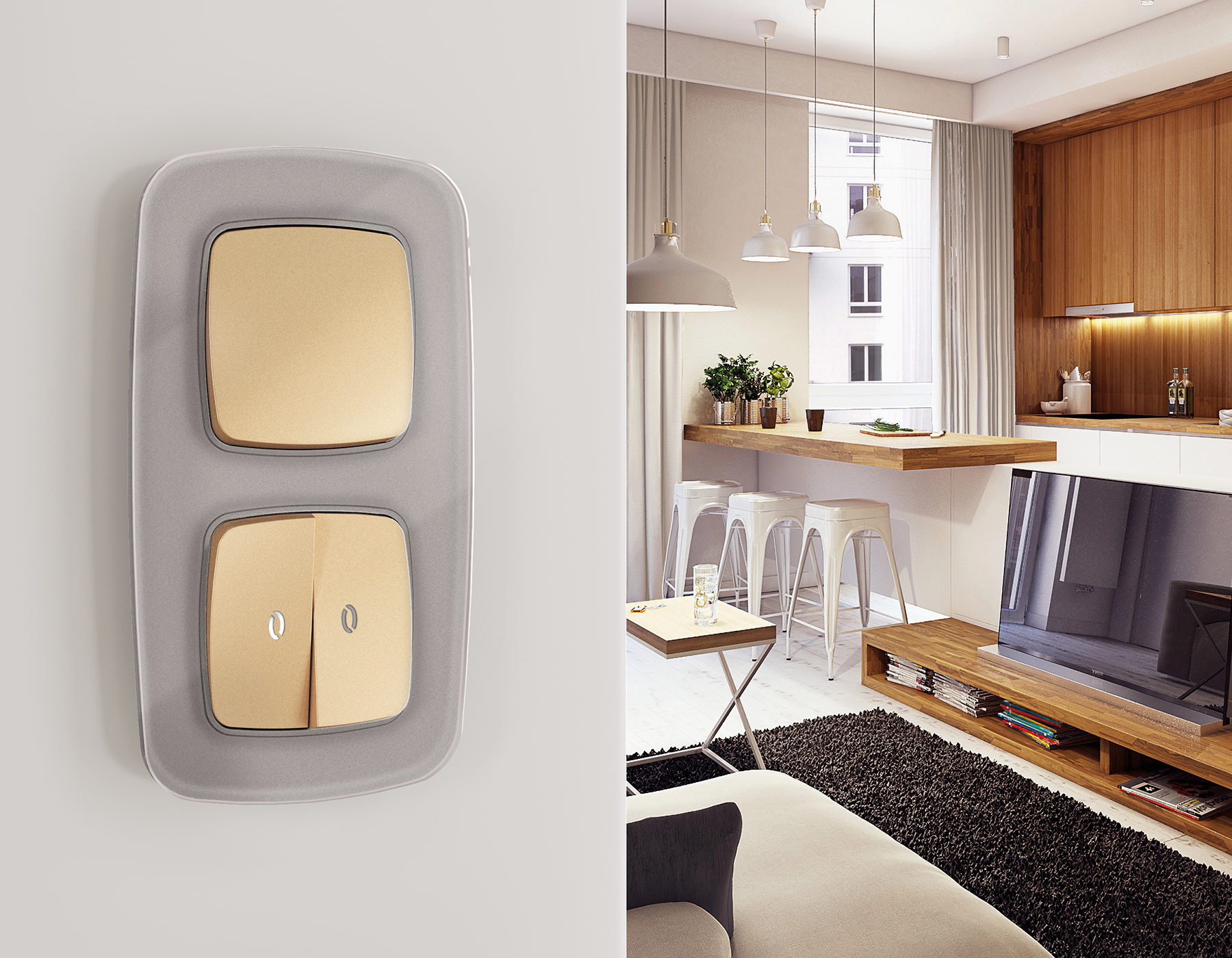 фото лицевая панель для 1-клавишных выключателей ambrella volt quant omega op6010 | 220svet.ru