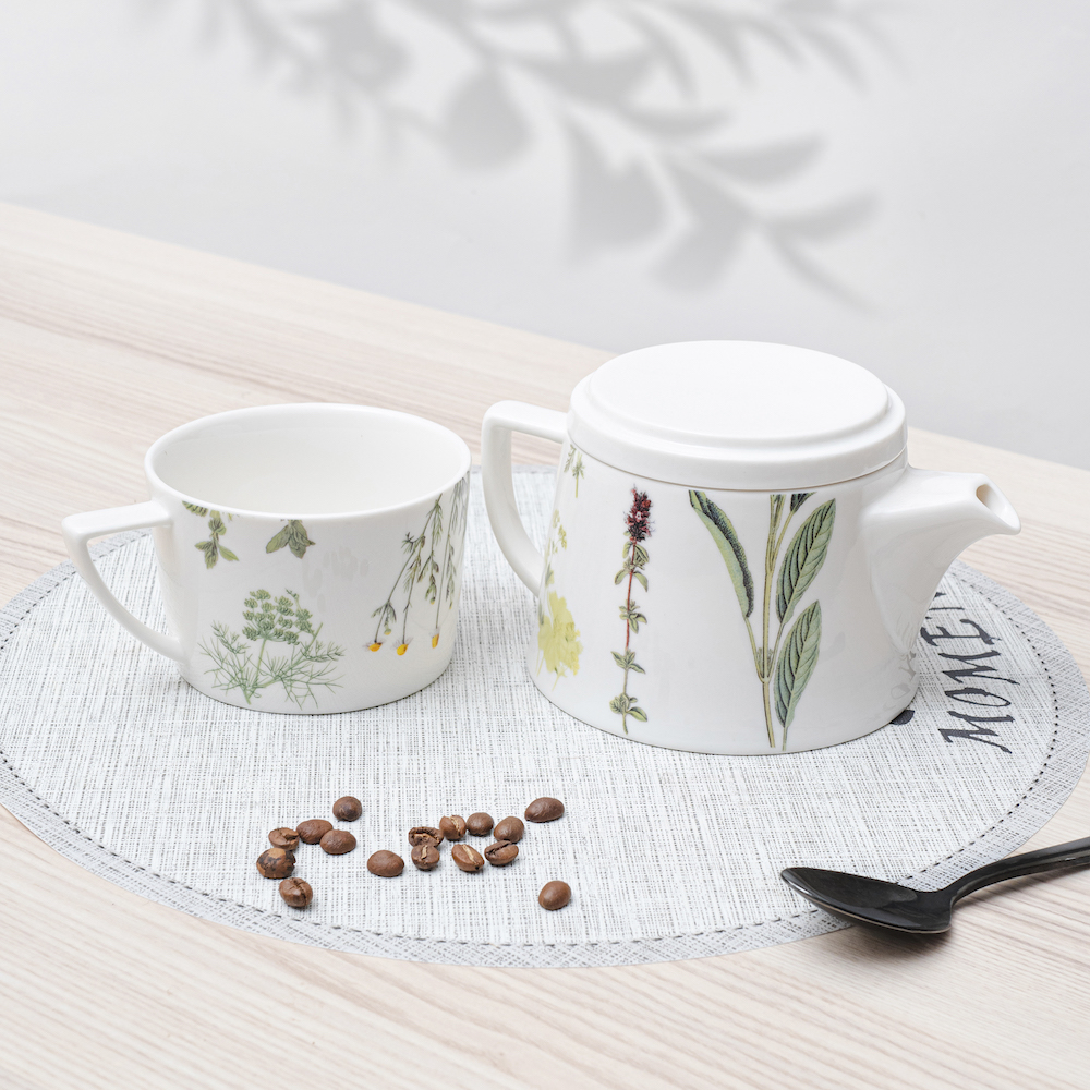 фото набор чайник заварочный + кружка + подставка "травы" koenitz | 220svet.ru