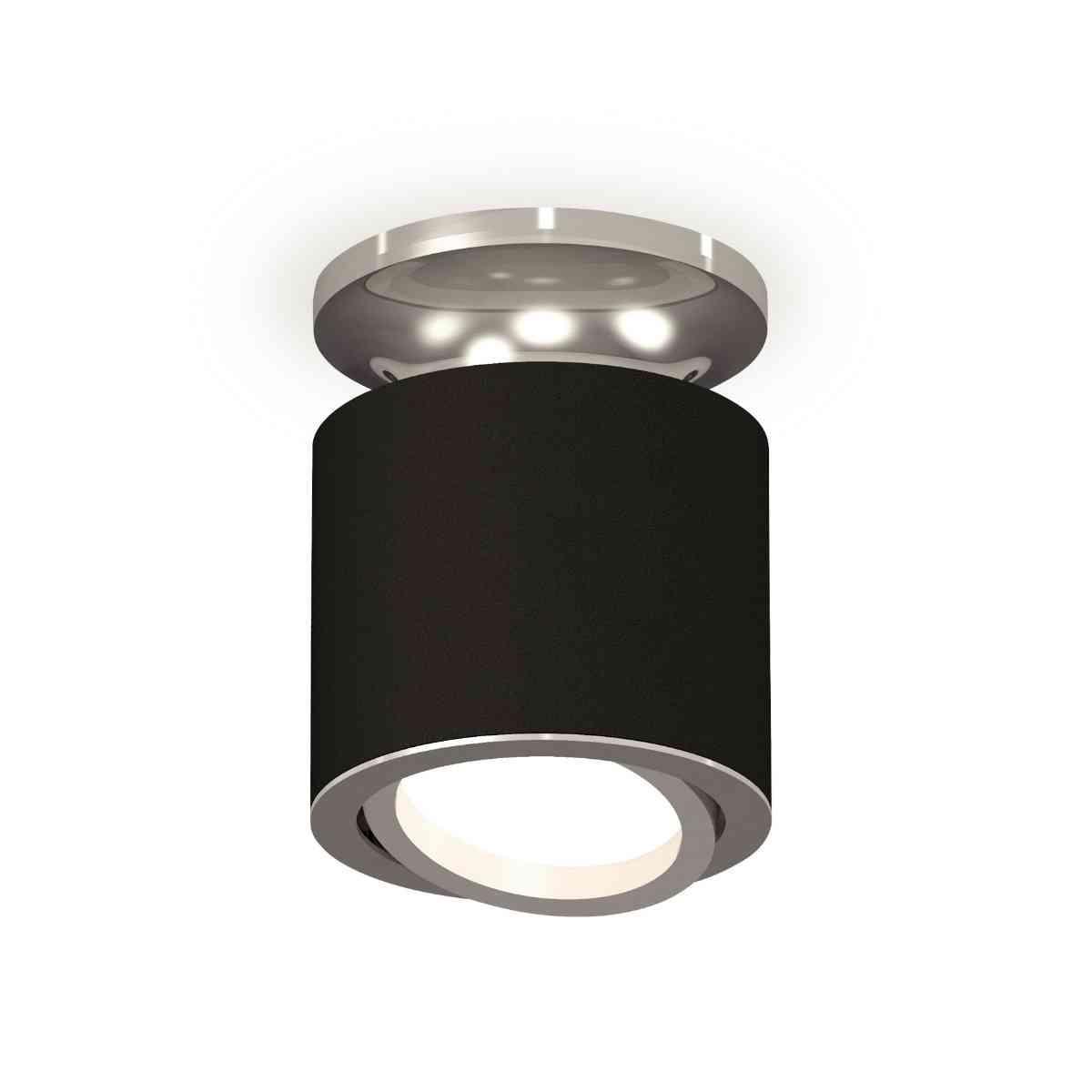 фото комплект накладного светильника ambrella light xs7402081 sbk/psl черный песок/серебро полированное (n7927, c7402, n7003) | 220svet.ru
