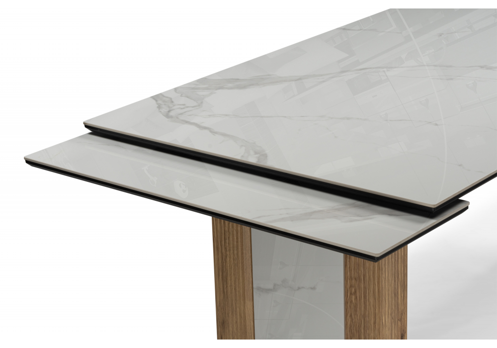 фото керамический стол раскладной woodville отто черный кварц дуб монтана 621198 | 220svet.ru