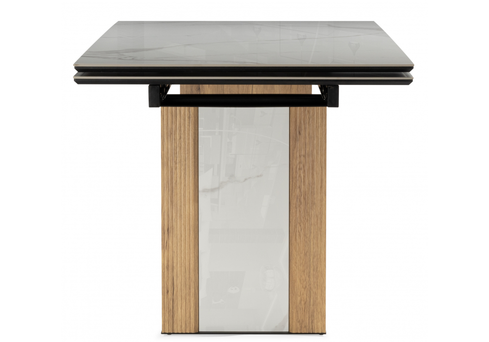 фото керамический стол раскладной woodville отто черный кварц дуб монтана 621198 | 220svet.ru