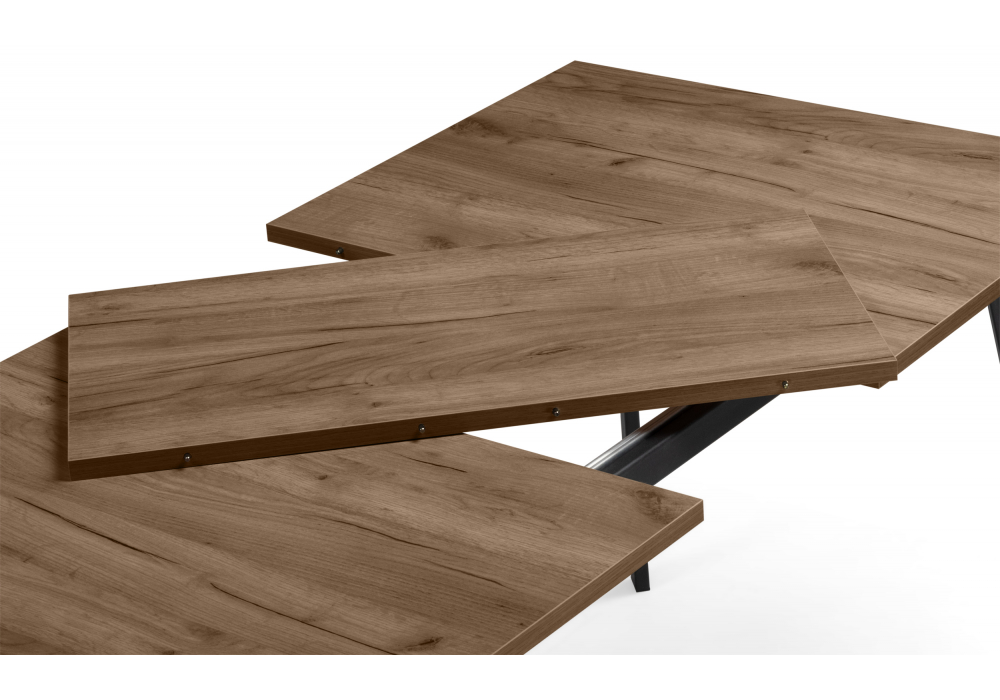 фото стол деревянный раскладной woodville кортни 120(160)x 80 дуб крафт табачный / черный матовый 619217 | 220svet.ru