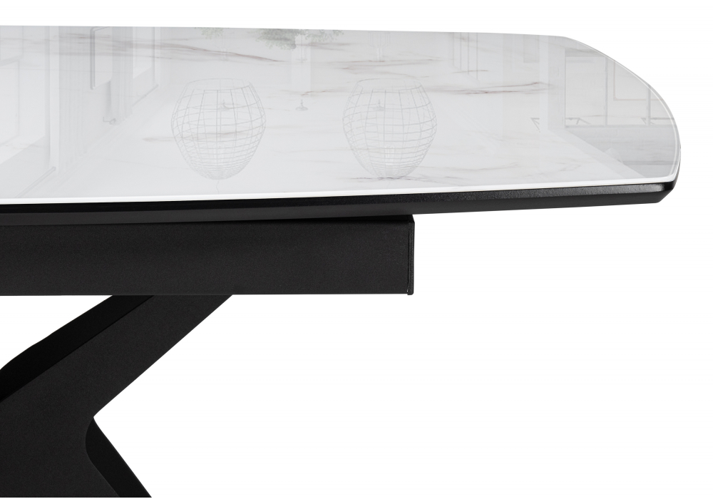 фото стол стеклянный раскладной 140(180)х80 woodville риполь 613332 статуарио-черный | 220svet.ru