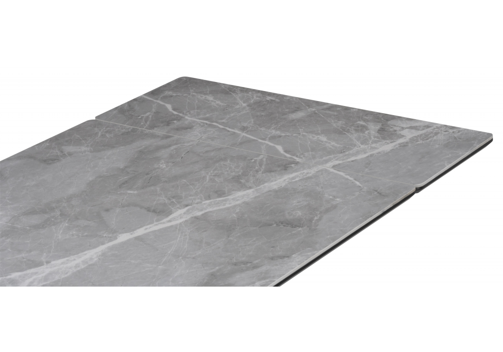 фото керамический стол раскладной 140(200)х80 woodville вилли серый мрамор / черный 612898 | 220svet.ru