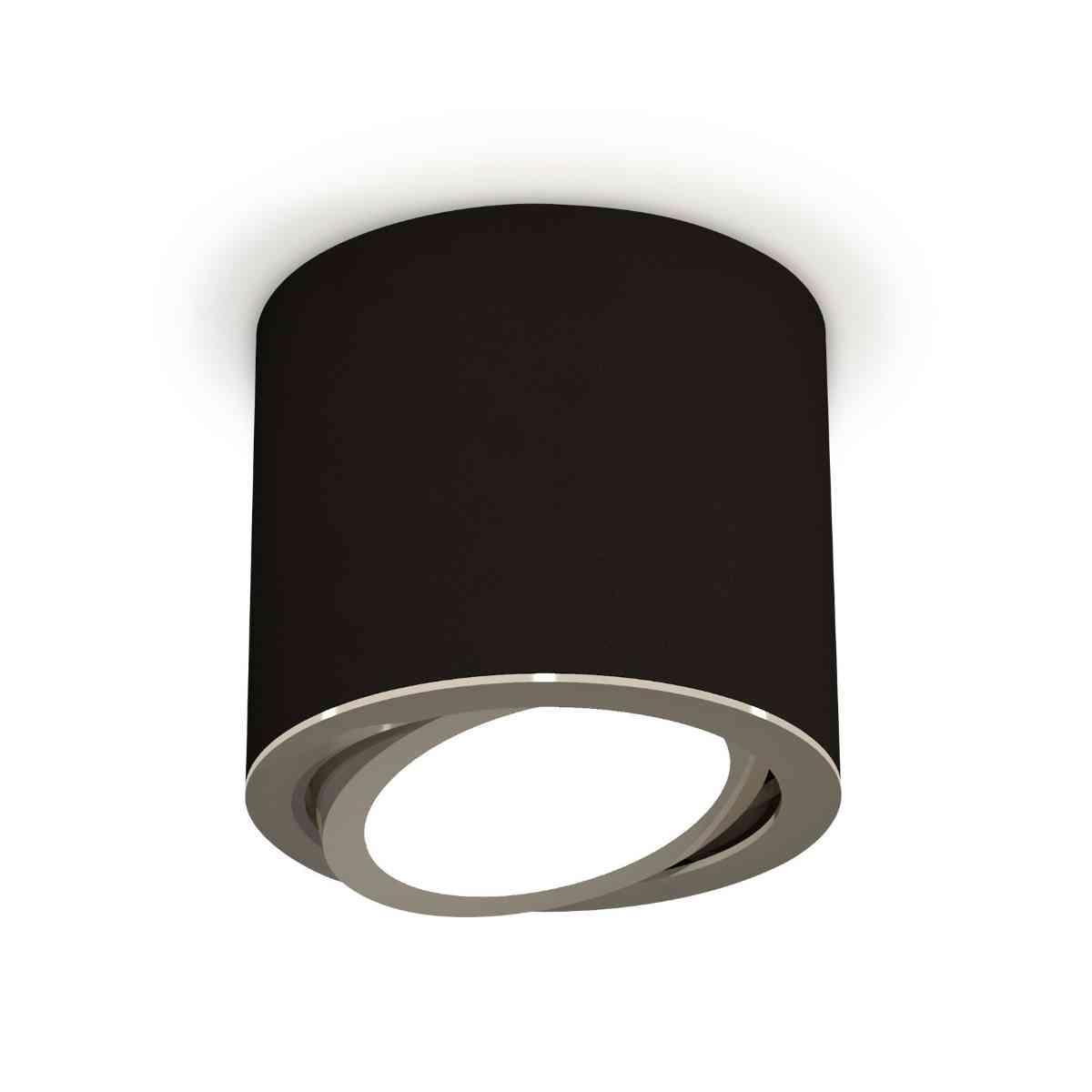 фото комплект накладного светильника ambrella light techno spot xs7402002 sbk/psl черный песок/серебро полированное (c7402, n7003) | 220svet.ru
