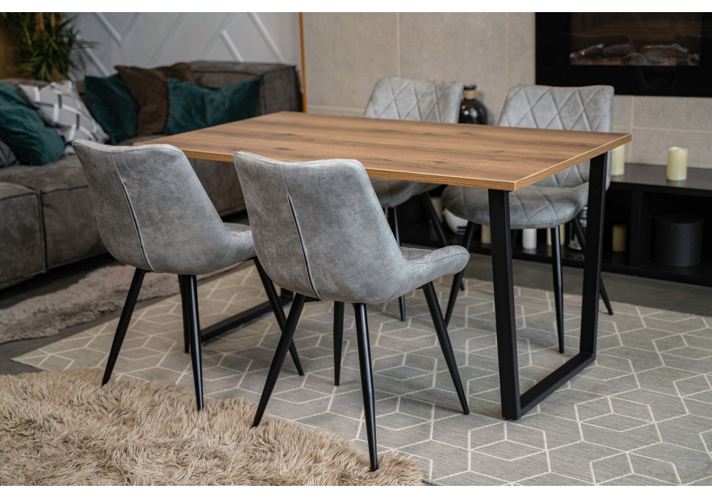 фото стол деревянный woodville лота лофт 120 25 мм дуб делано темный / матовый черный 489637 | 220svet.ru