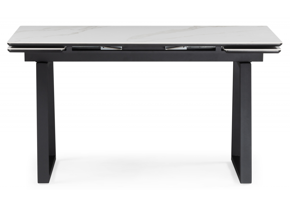 фото керамический стол раскладной woodville джек 140(200)х80 белый мрамор alpin white / черный 612899 | 220svet.ru