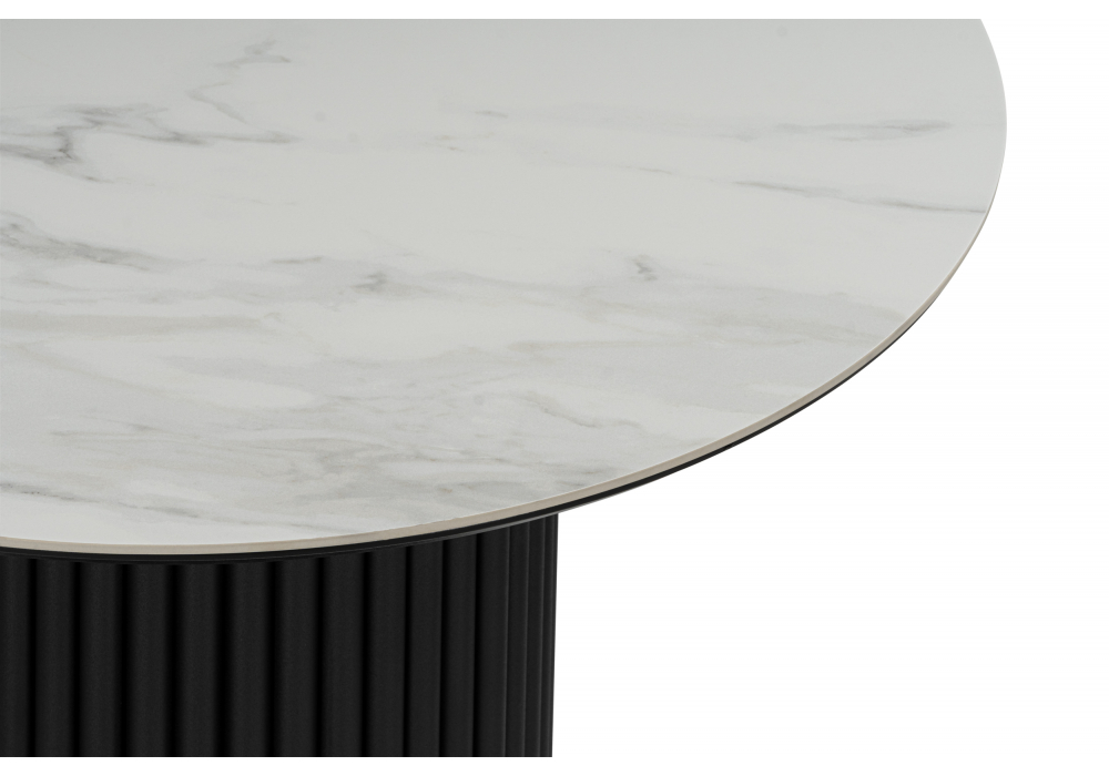 фото керамический стол woodville барел 90 белый мрамор snow white / черный 625951 | 220svet.ru