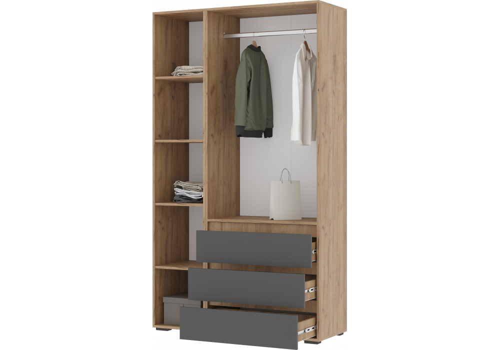 фото шкаф woodville элла серый графит  / дуб крафт золото 586718 | 220svet.ru