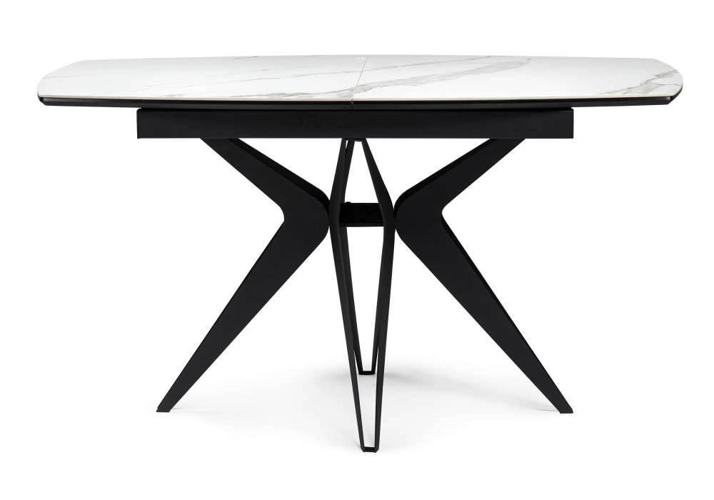 фото керамический стол раскладной woodville риполь 140(180)х80 белый мрамор snow white / черный 614247 | 220svet.ru