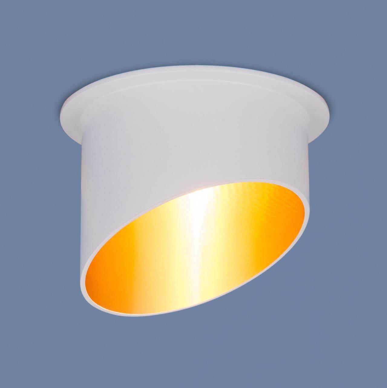 фото встраиваемый светильник elektrostandard 7005 mr16 wh/gd белый/золото a040981 | 220svet.ru