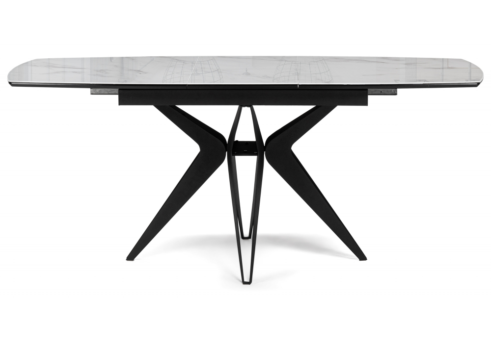 фото стол стеклянный раскладной 140(180)х80 woodville риполь 613332 статуарио-черный | 220svet.ru