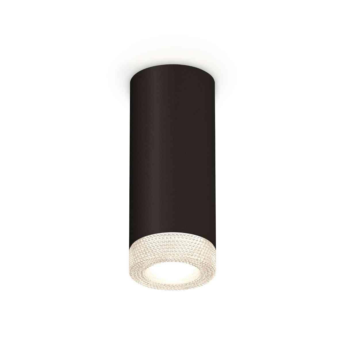 фото комплект накладного светильника ambrella light xs7443010 sbk/cl черный песок/прозрачный (c7443, n7191) | 220svet.ru