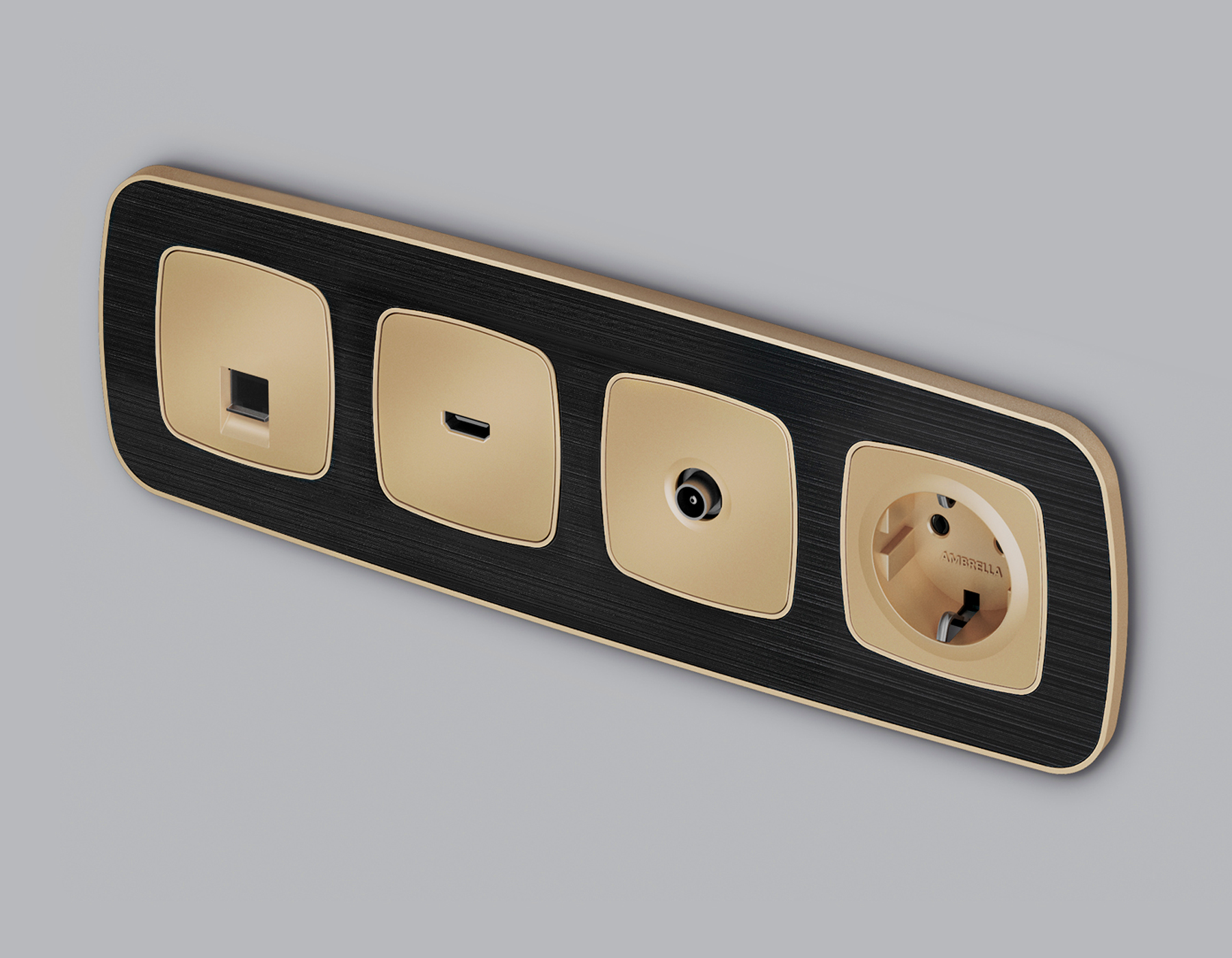 фото лицевая панель для электрической розетки с заземлением ambrella volt quant omega op6060 | 220svet.ru