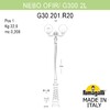 Миниатюра фото парковый фонарь fumagalli nebo ofir/g300 2l g30.202.r20.bye27 | 220svet.ru