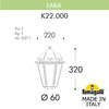 Миниатюра фото уличный фонарь на столб fumagalli saba k22.000.000.wxe27 | 220svet.ru